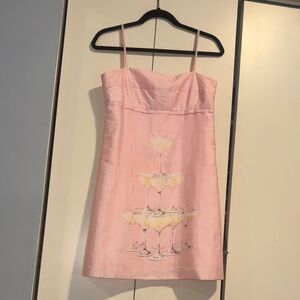 Rachel Antonoff Light Pink Satin Slip with Embroidered Strap Detail